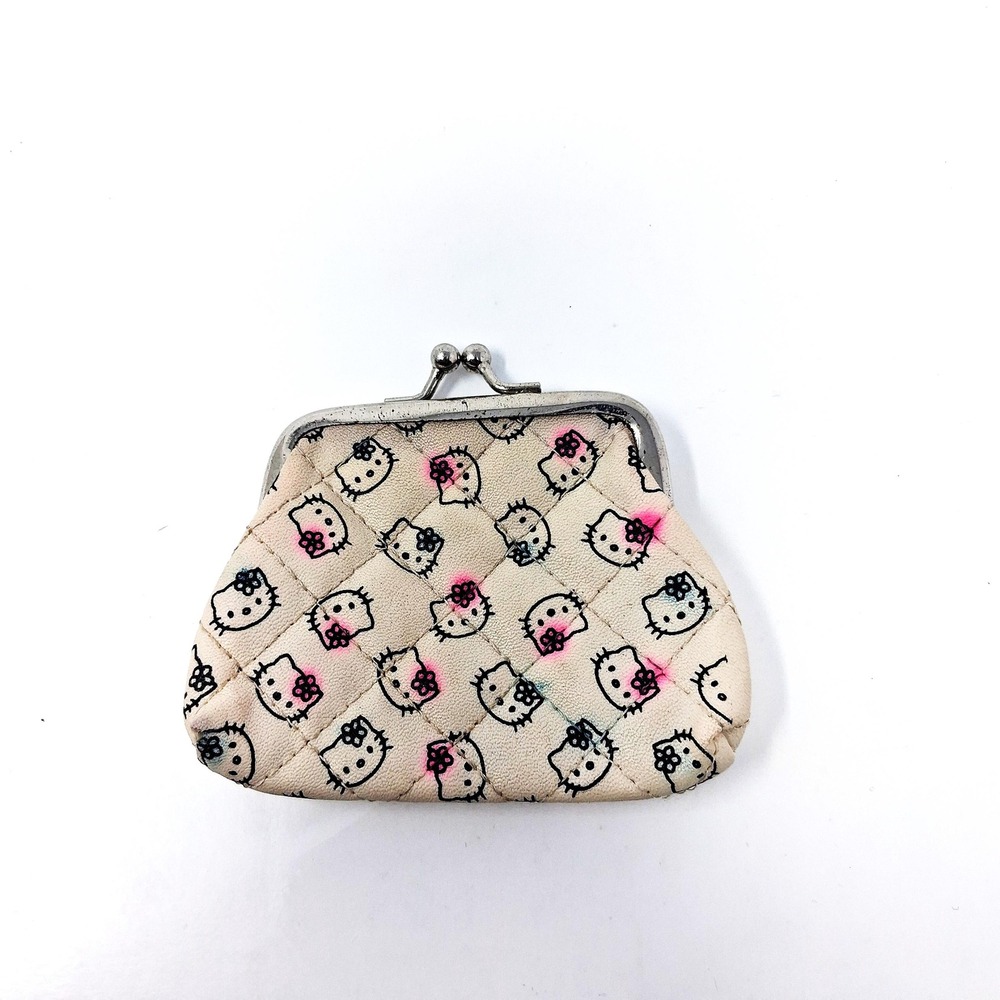 Hello Kitty Gamaguchi Hanpudo Quilted Kiss-lock Coin Purse Rare Design